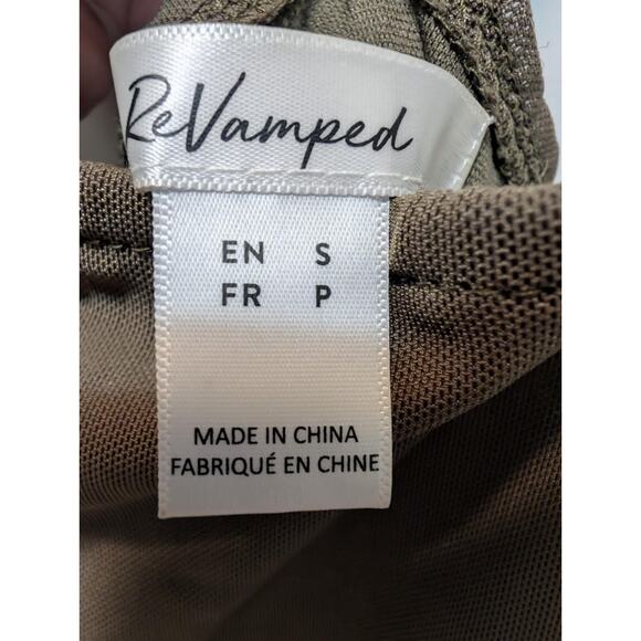 Women's Revamped Olive Green Mesh Bodycon Ruched Maxi Slimming Dress Size 2 - Picture 3 of 9